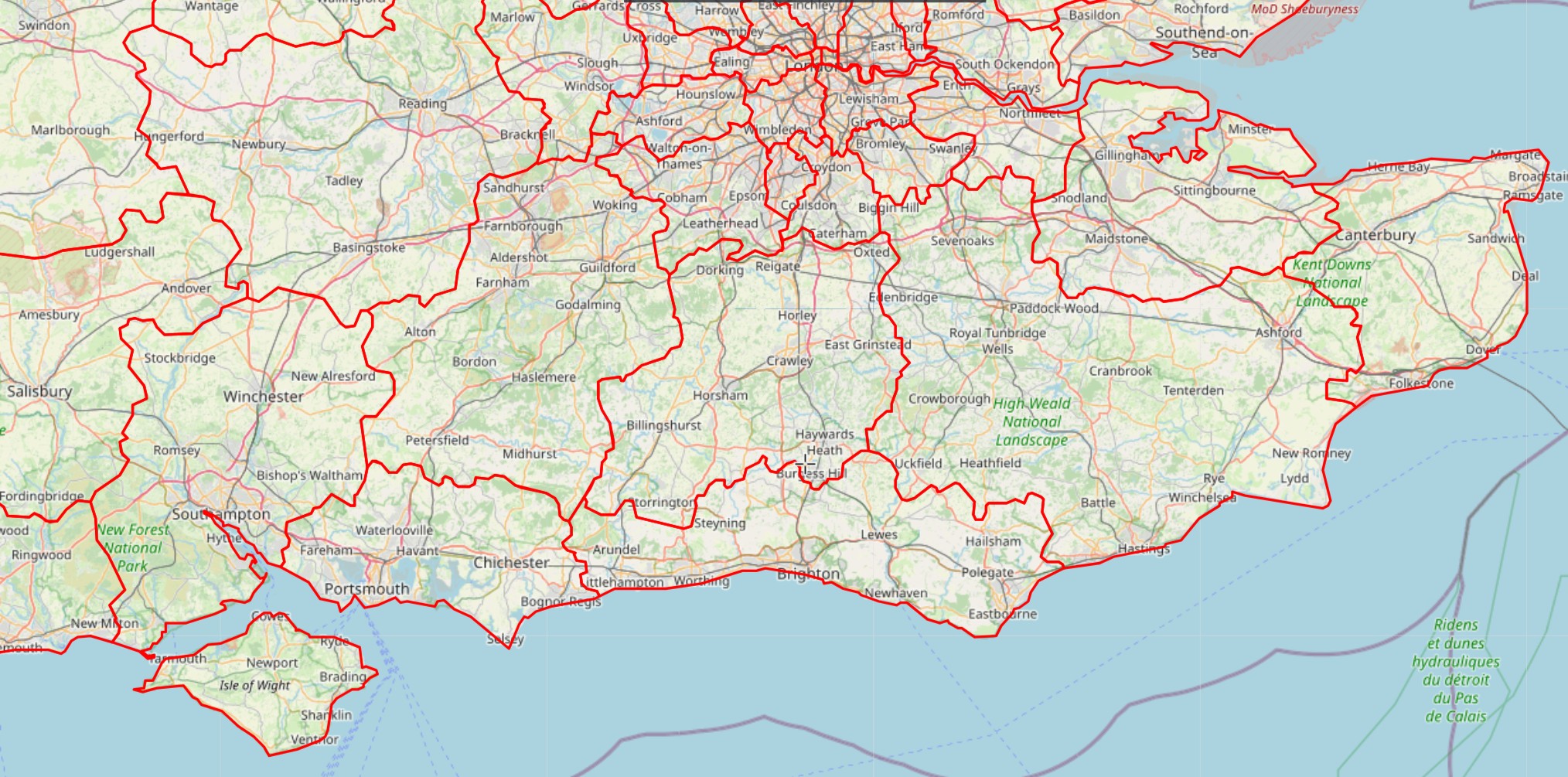 Map showing BN postcode area